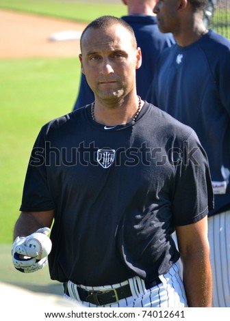 TAMPA - MARCH 25: Derek Jeter at New York Yankees spring training practice on March 25, 2011 in Tampa, FL.