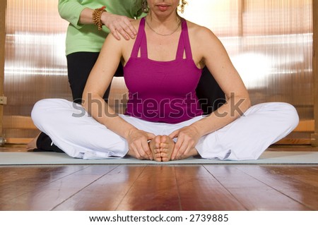 Close up of feet in yoga pose