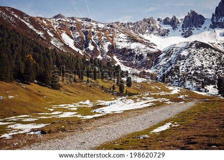 Hiking path in scenic Tirol Image of the beautiful alps area.