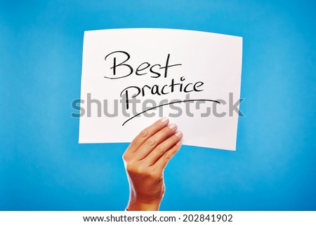 Best practice! Business hand showing billboard
