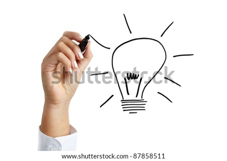 Business hand drawing a Lightbulb
