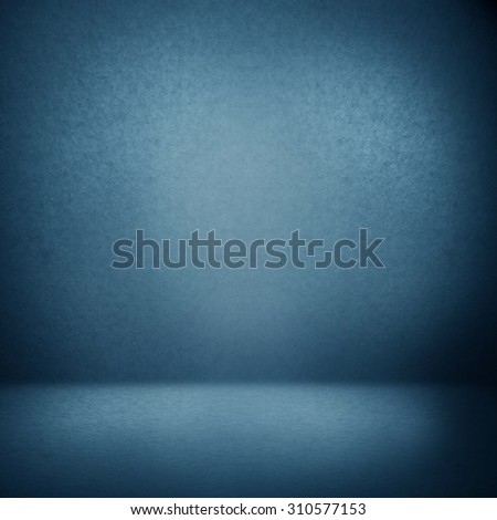 blue abstract interior background suede paper texture, empty photo studio room wall and floor