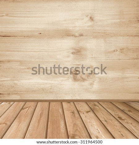 vintage wood texture interior background, tiled floor and wooden wall texture