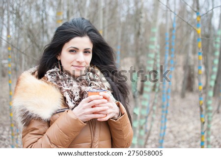 woman winter drink