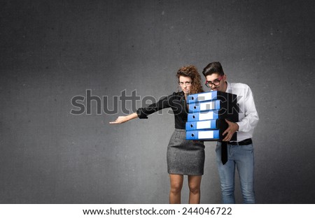business woman with slave worker