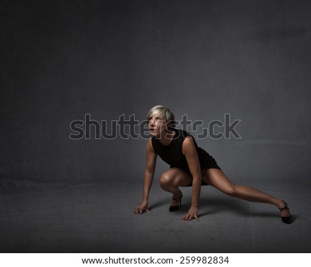 woman squat like a cat