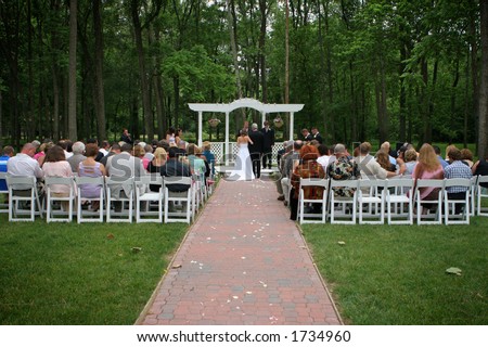 stock photo Outdoor garden wedding at a park