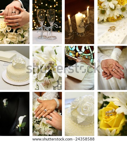 twelve small wedding images ideal for website design