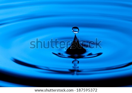 Water drop in motion shoot with blue lighting
