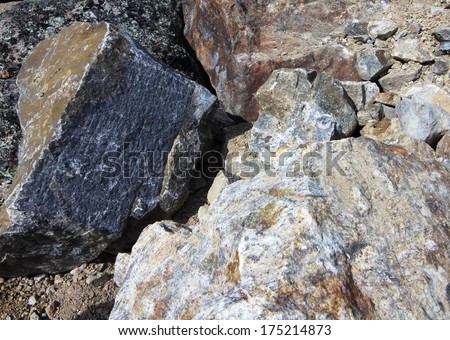 Photo of a pile of granite stones close-up