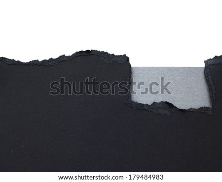 Black Torn Paper Border with gray copy space isolated on white background