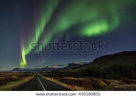 Northern Lights - Aurora borealis over Snaefellsnes peninsula in Iceland