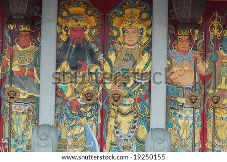 colorful door god in the temple