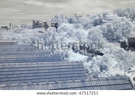 infrared photo of building