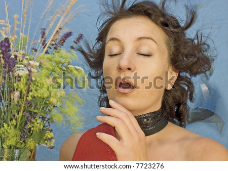 sneezing woman