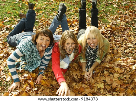 three pretty girls having fun. keyword for this collection is \