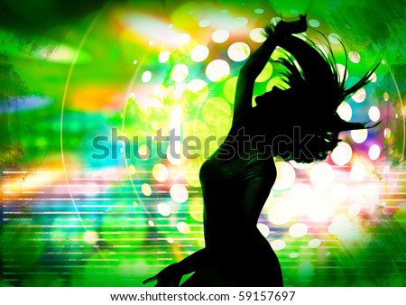 dancing silhouette of girl in a nightclub