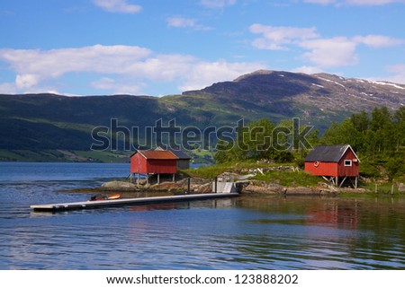 Typical norwegian fisherman's houses called 