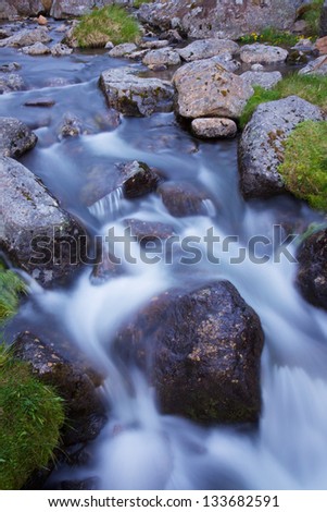 Small scenic water stream with rocks