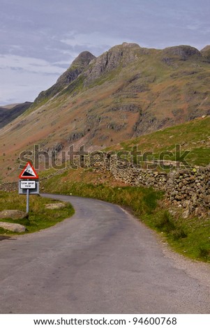 Steep country lane in Lake District, northern England