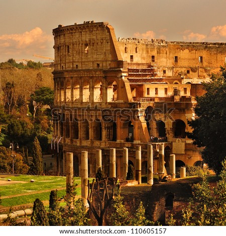 View of Rome, Italy - Coliseum.