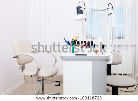 beautiful manicure room in a modern beauty salon