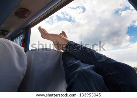 girl traveling in a comfortable bus