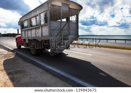 old bus on the Cuban highway