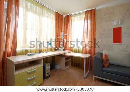 Desk for study in a modern apartment