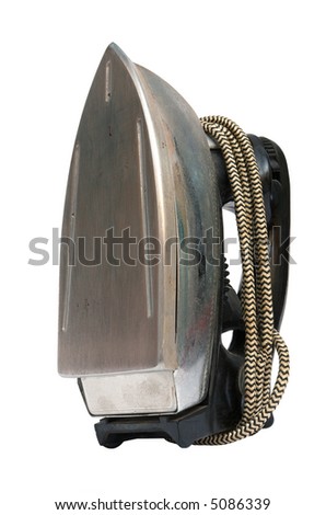 Old electric iron on a white background
