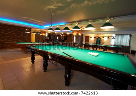 Billiard tables in a fashionable night club