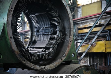 The electric motor at a modern repair factory