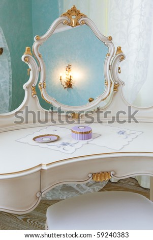 White Dressing Table on White Dressing Table In A Modern Bedroom Stock Photo 59240383