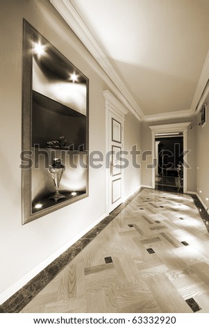 long and beautiful corridor in a modern flat