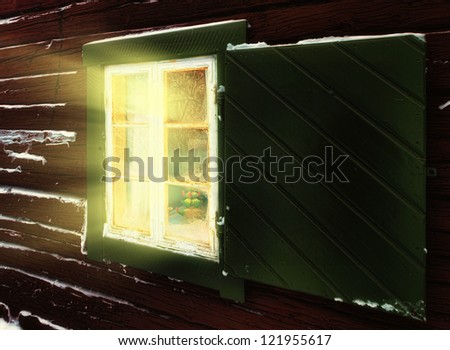 Christmas Window with a warm light