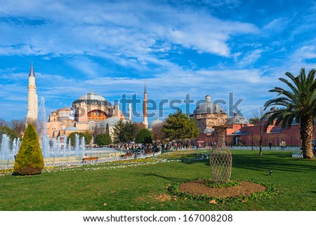 ISTANBUL - NOV 20: Hagia Sophia is the famous historical building in Istanbul. Now it\'s a museum as a world wonder. November 20, 2013 in Istanbul, Turkey.