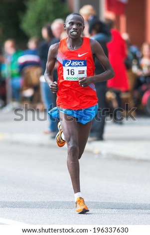 STOCKHOLM - MAY 31: Benjamin Chebet from Kenya later came in as number six in ASICS Stockholm Marathon 2014. May 31, 2014 in Stockholm, Sweden.