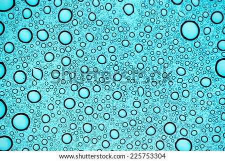 Abstract background with water bubbles on a glass shield (car with repellent)