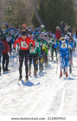 STOCKHOLM - FEB 15: Just after the start of the Stockholm ski marathon in cross country skiing, february 15, 2015 in Stockholm, Sweden. Stockholm Ski Marathon 46 km