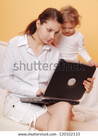 working mother with her child