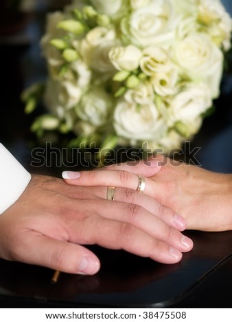 Two hands with married rings