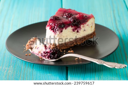 homemade blackberry cheesecake one slice of homemade blackberry cheesecake