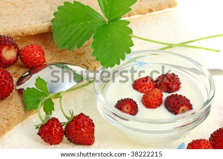 Breakfast with crispbread and wild berries.
