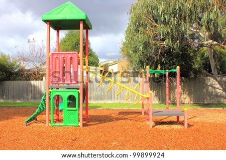 Children\'s playground and equipment at local park play concept