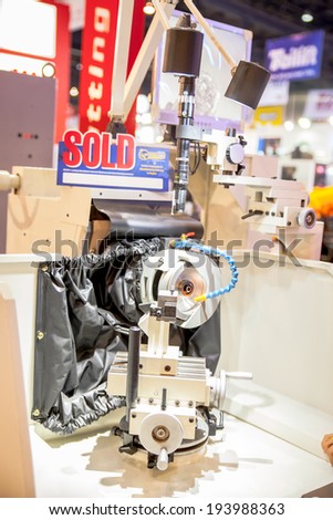 BANGKOK ,THAILAND - MAY 17: Small Milling Machine in ASEAN\'s Leading  Industrial Machinery and Subcontracting Exhibition 2014,on May 17, 2014 in  Bangkok, Thailand.