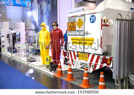 BANGKOK ,THAILAND - MAY 17: Industrial safety construction in ASEAN's  Leading Industrial Machinery and Subcontracting Exhibition 2014,on May 17,  2014 in Bangkok, Thailand.