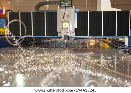 BANGKOK ,THAILAND - MAY 18: V cutting on Metal  ASEAN\'s Leading Industrial Machinery and Subcontracting Exhibition 2014,on May 18, 2014 in Bangkok, Thailand.