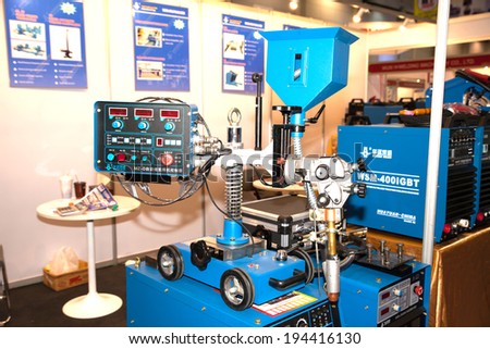 BANGKOK ,THAILAND - MAY 17: Dolly welder machine  in ASEAN's Leading Industrial Machinery and Subcontracting Exhibition 2014,on May 17, 2014 in Bangkok, Thailand.