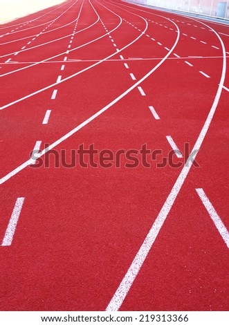 Red running track and sports stadium