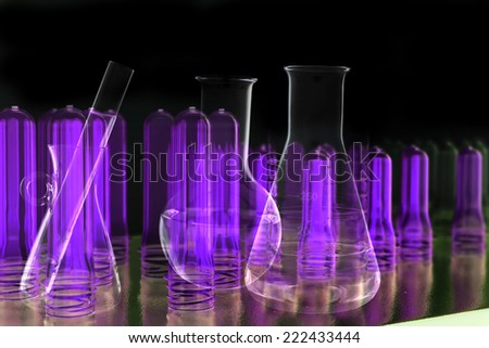 Lab equipment and tube in black light